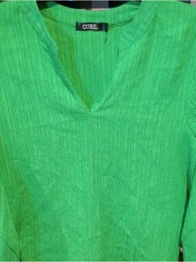 CURE Bright Green V-Neck Tunic Top